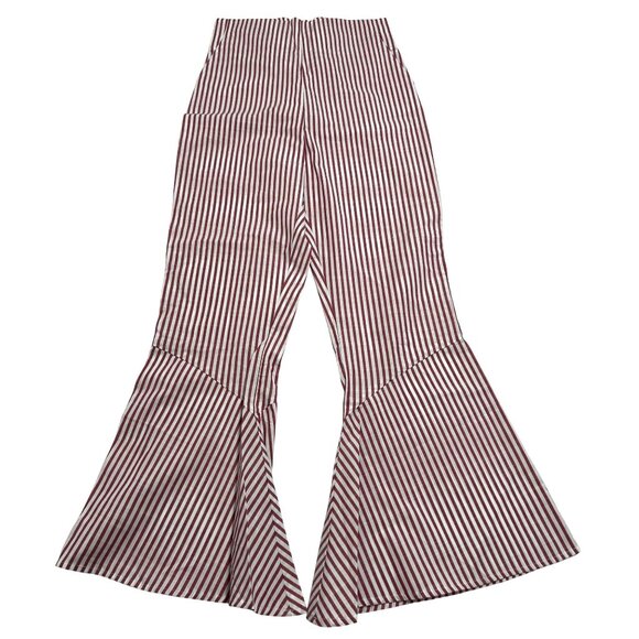 Maria De La Orden Bell Bottom Pants in Red White Stripe